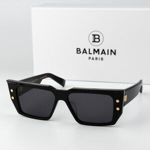 Balmain Men Sunglasses Titanium Black Gold Grey Cat Eye B-VI BPS-121A-54